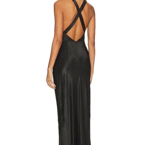 Camille Lace Cross Back Midi Dress in Black - Shona Joy - Picture 2 of 4